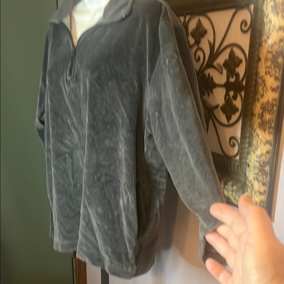 Nautica Velour Grey Quarter -Zip Pullover Sz M Mens - Picture 5 of 10